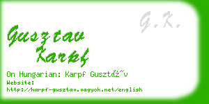 gusztav karpf business card